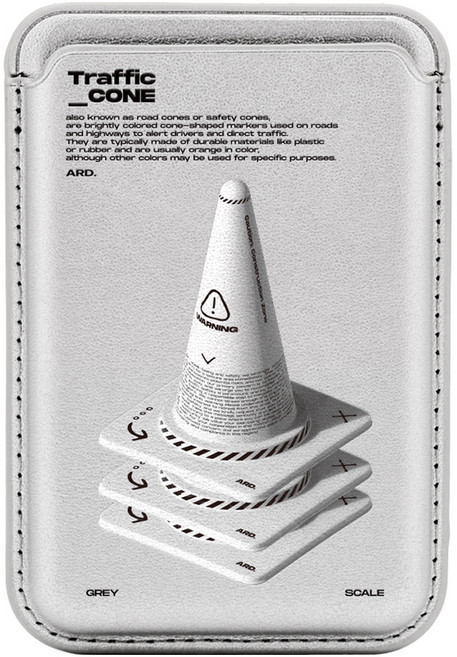 머큐리 GreyScale 맥세이프 가죽 카드 지갑, Traffic CONE 08 Silver, 1개