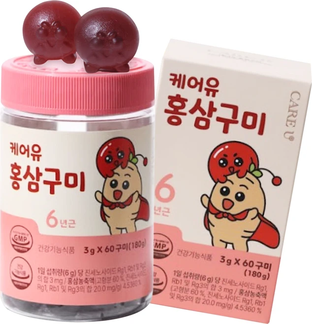 케어유 홍삼 구미 젤리 60p, 1개, 60정 - 쿠팡