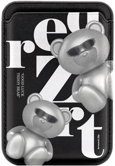 머큐리 Sunglasses Bear 맥세이프 가죽 카드 지갑, 01 Black, 1개