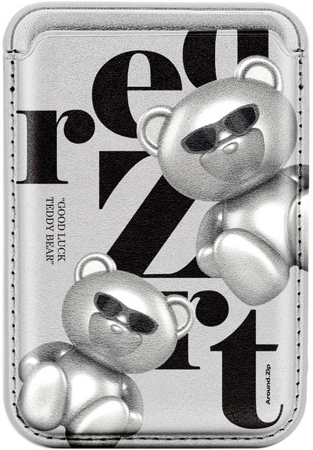 머큐리 Sunglasses Bear 맥세이프 가죽 카드 지갑, 02 Silver, 1개