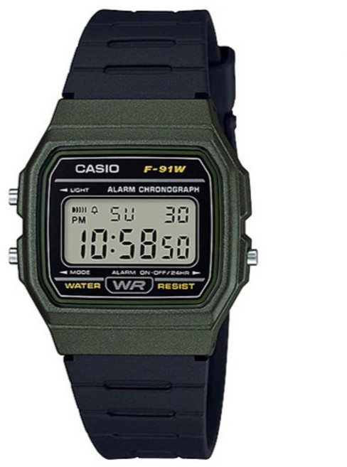 카시오 클래식 디지털 손목시계 F-91WM-3A + 액정필름 세트