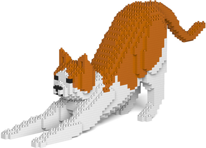 JEKCA 스트레칭 매커럴 태비 고양이 블럭 대형 M, 레드, 1개