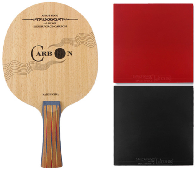 PSC 이너포스 카본 FL 탁구라켓 + 마스터피스 탁구라켓러버 조합 세트, 1세트
