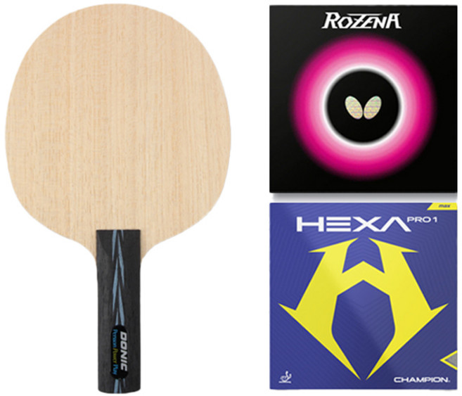 도닉 페르손 파워플레이 ST 탁구라켓 + 탁구라켓러버 조합 로제나 + 헥사프로1 세트, 1세트