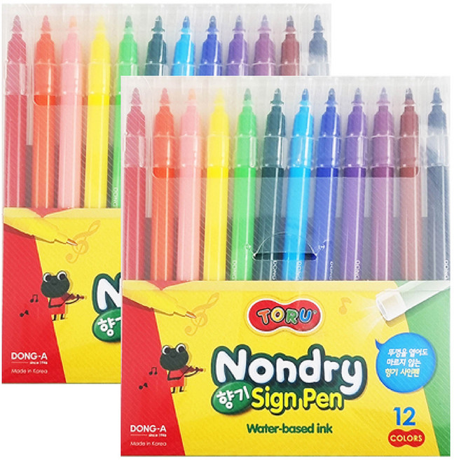 토루 논드라이 향기 사인펜, 12색, 2개