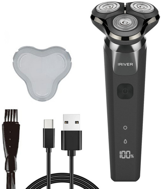 아이리버 휴대용 충전식 전기 면도기, IYS-100, 블랙