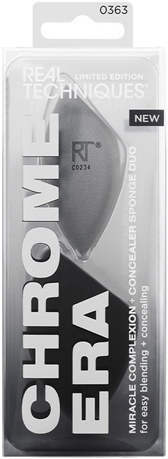 리얼테크닉스 미라클 컴플렉션 & 컨실러 스펀지 듀오 세트, 1세트, 블랙