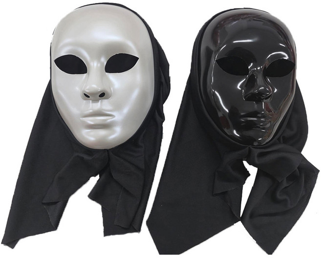 파티공구 고급 오페라 후드가면, 펄화이트 + 블랙, 2개입