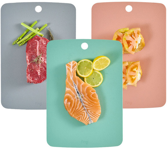 퍼기 아동용 이유식 TPU 도마 3종 세트, 코랄 + 민트 + 그레이, 1세트
