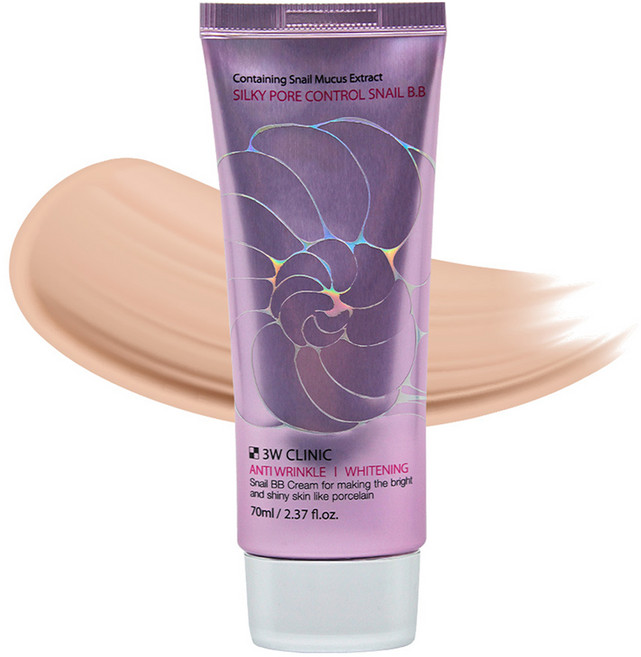 3W CLINIC 絲滑毛孔隱形蝸牛BB霜, 單色, 1條, 70ml