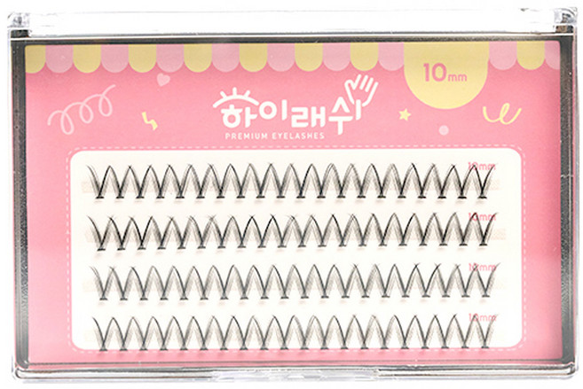 하이래쉬 대용량 가닥 인조 속눈썹 바비CAT 4줄 8mm, 1개