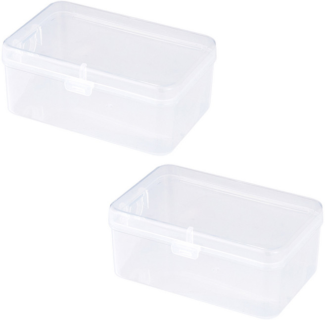 도도리치 튼튼한 에어퍼프 케이스 플립탑 직사각형, 2개, 투명