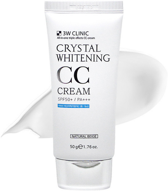 3W클리닉 크리스탈 화이트닝 CC크림 SPF 50+ PA+++, 내추럴베이지, 50g, 1개