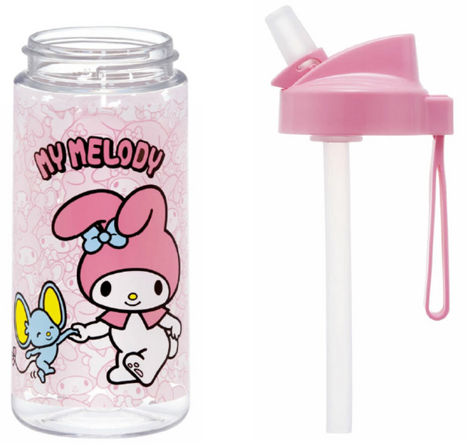 스케이터 실리콘 빨대 물통 PSTB5, 산리오 핑크, 1개, 500ml