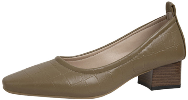 베이직스텝 여성용 기본 사각코 펌프스힐 4cm EG008