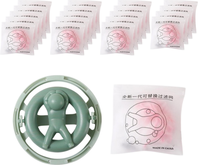 킹스로드 깔끔 흡착 세탁볼 + 필터망 20p 세트, 그린(세탁볼), 1세트