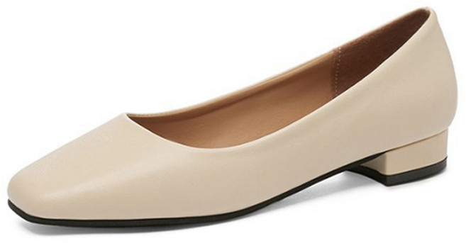 베이직스텝 여성용 사각코 기본 플랫슈즈 EG010