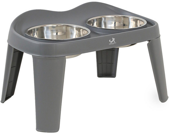 딩동펫 반려동물 접이식 스텐 식탁 2구 L, 그레이, 1개