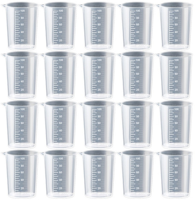 리빙메이커 튼튼한 PP 플라스틱 비커 100ml, 20개