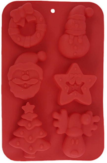 큐트미 실리콘 크리스마스 몰드 6구 MP501, 레드, 1개