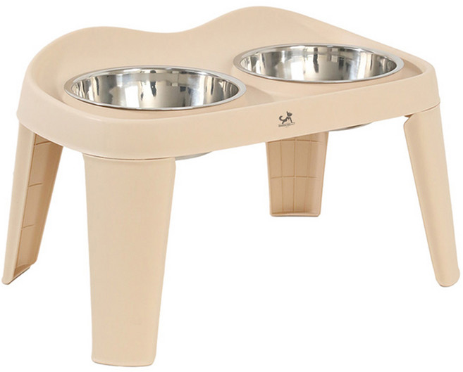 딩동펫 반려동물 접이식 스텐 식탁 2구 L, 베이지, 1개