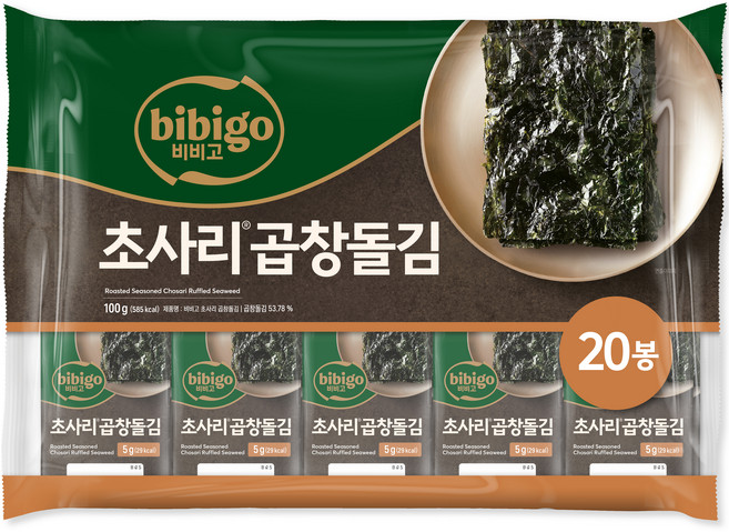 비비고 초사리곱창돌김, 20개, 5g