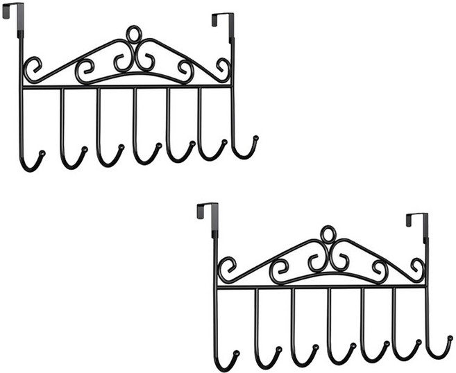 몰투유 무타공 다용도 도어행거 7구, 블랙, 2개