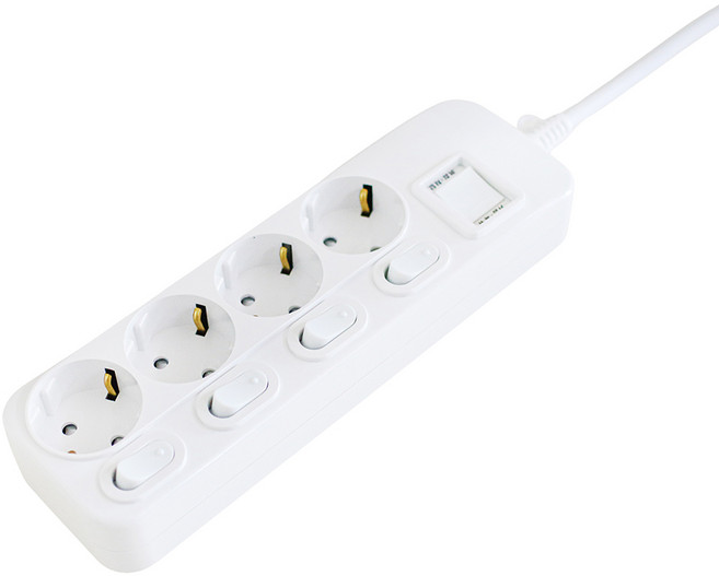 대산전자 개별형 멀티탭 4구 16A, 백색, 1개, 5m