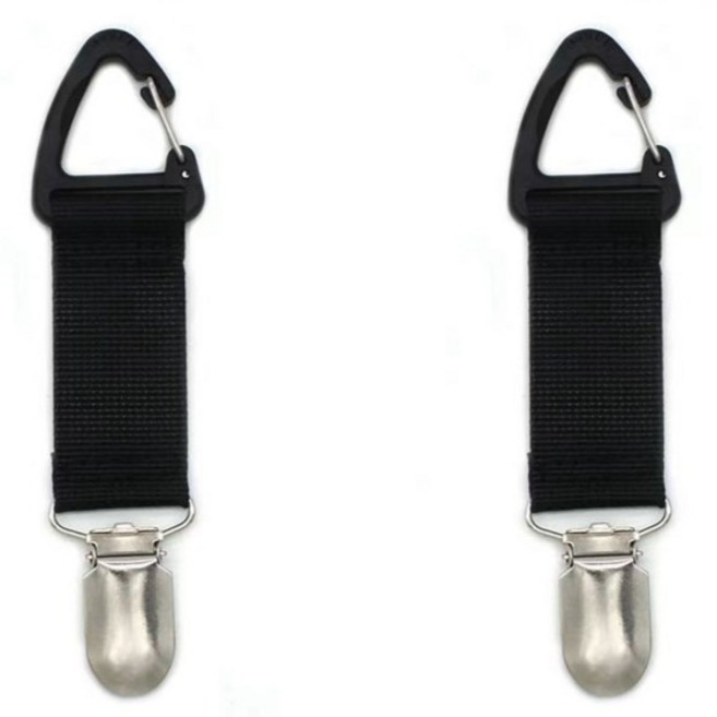 몰투유 휴대용 분실 방지 가방 걸이 집게, 블랙, 2개