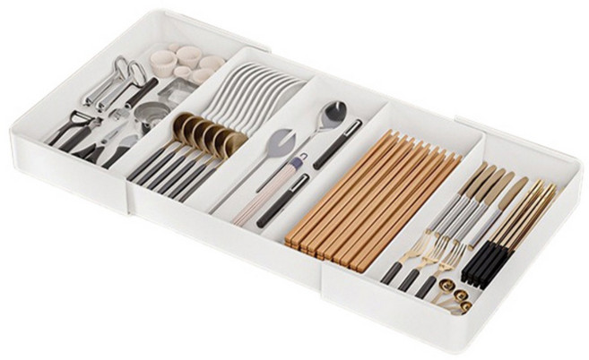 사라사 주방 서랍형 길이조절 다용도 수저분리함, 2단계, 1개