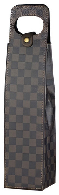 로이홈 프리미엄 PU 가죽 와인 선물 가방 1병용, 체크, 1개