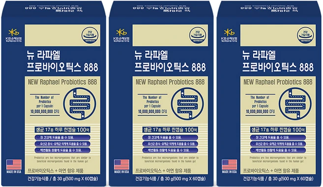 뉴 라파엘 프로바이오틱스 888 유산균 30g, 3개, 60정 - 쿠팡