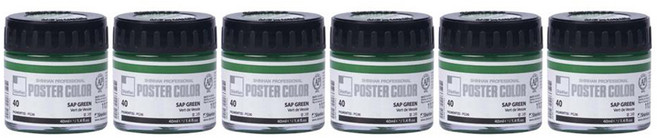신한화구 전문가 포스터 컬러 물감 Jar 샙 그린 40번 6p, 40ml, 1색