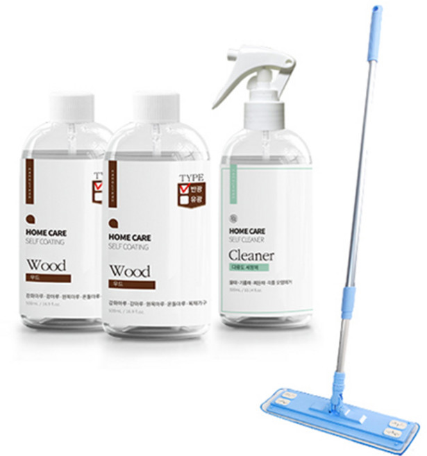 나노클린 마루코팅제 반광 패키지 밀대 + 우드코팅제 + 다용도세정제 2개 세트, 1세트