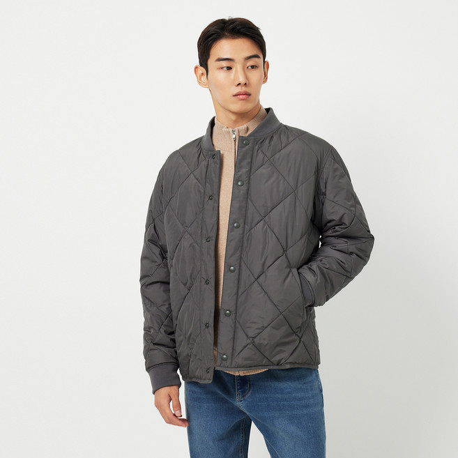 JAJU 남성용 다운필 퀼팅 봄버 자켓