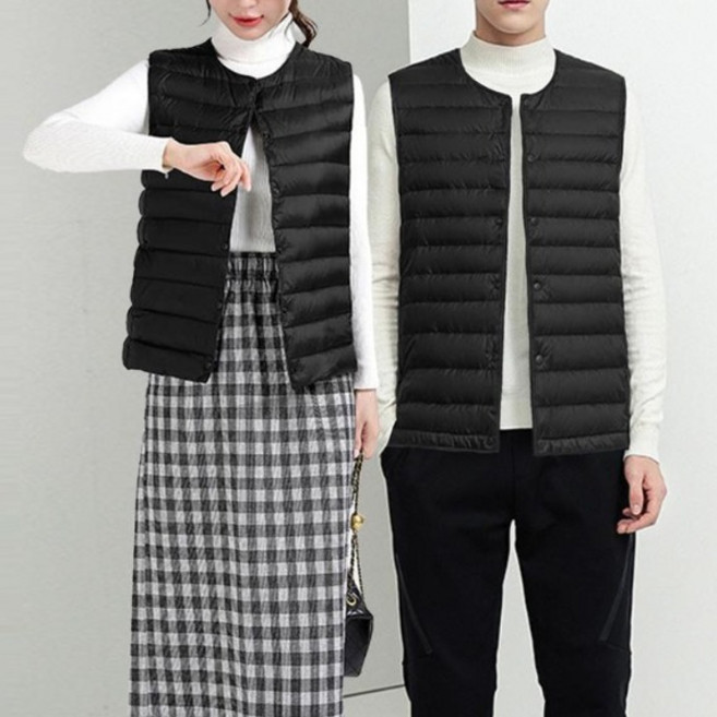 턴키 남녀공용 라운드넥 경량 패딩조끼 AJ-1237