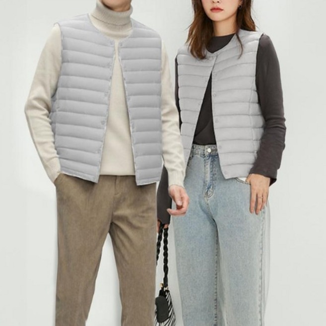 턴키 남녀공용 라운드넥 경량 패딩조끼 AJ-1237