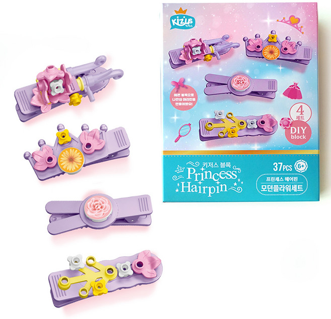 키저스 블럭 프린세스 헤어핀, 2 민트 모던플라워, 1세트