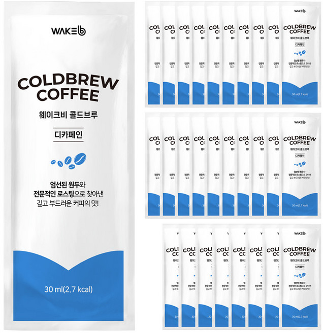 웨이크비 콜드브루 원액 액생 더치 커피 디카페인, 30개, 1개입, 30ml