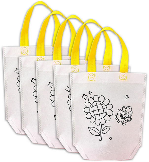 마다꾸미 부직포 가방 DIY 컬러링 꾸미기 색칠가방 방콕놀이, 해바라기, 5개