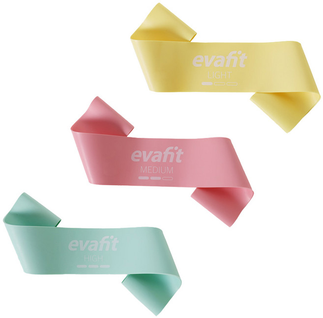 에바핏 라텍스 루프밴드 3종 세트, 옐로우, 핑크, 민트, 1세트