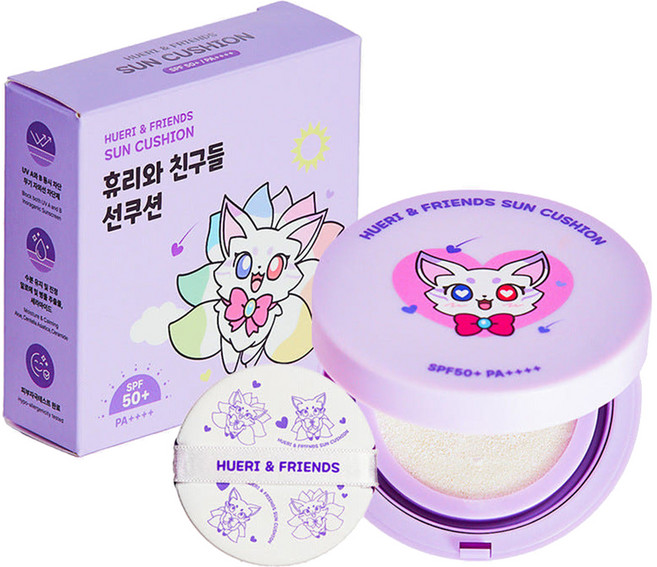 수아담 유아용 휴리와 친구들 무기자차 저자극 자외선 차단 선쿠션 SPF50+ PA++++, 15g, 1개