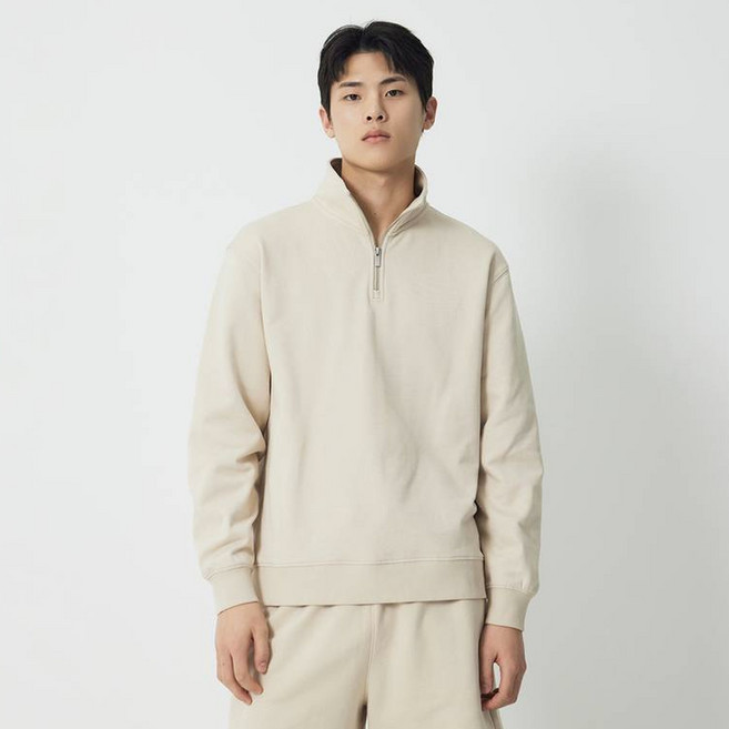 JAJU 남성용 하프 집업 스웨트 티셔츠