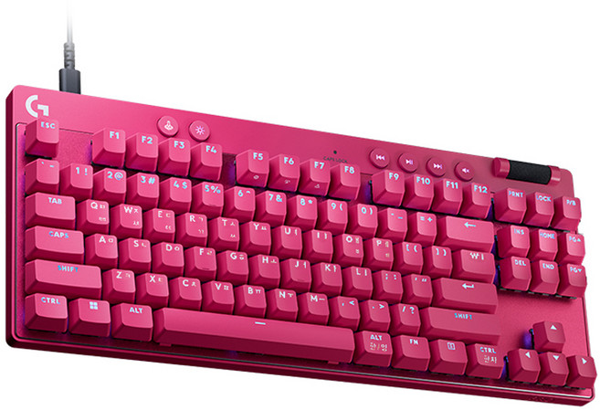 로지텍 PRO X TKL RAPID 래피드 트리거 유선 텐키리스 게이밍 키보드, 핑크, 920-013258, 제조사축
