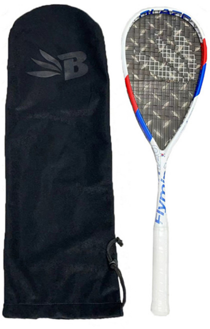 블레이즈 플라이민 120 스쿼시 라켓, 화이트 + 레드 + 블루, 1개