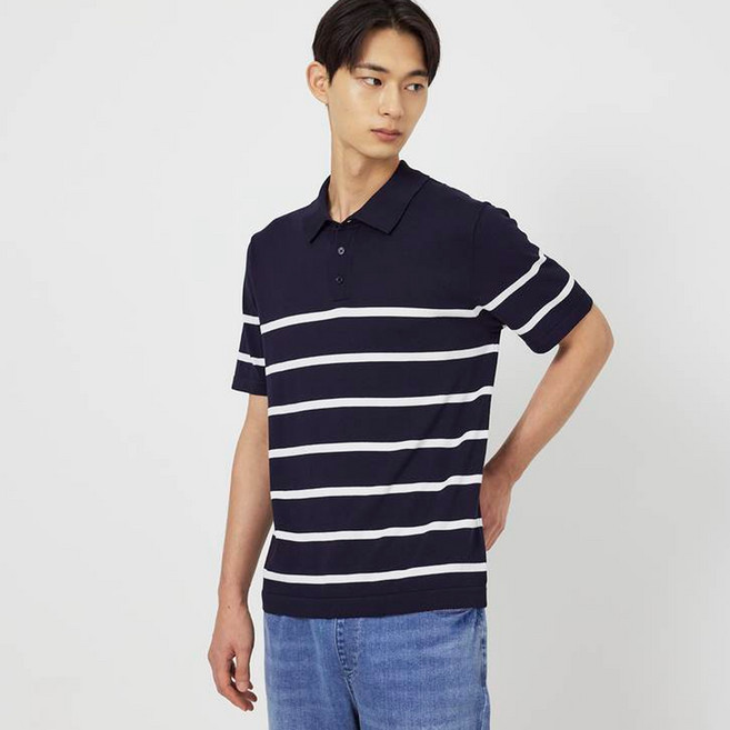 JAJU(자주) 남성용 카라형 반팔 니트 티셔츠