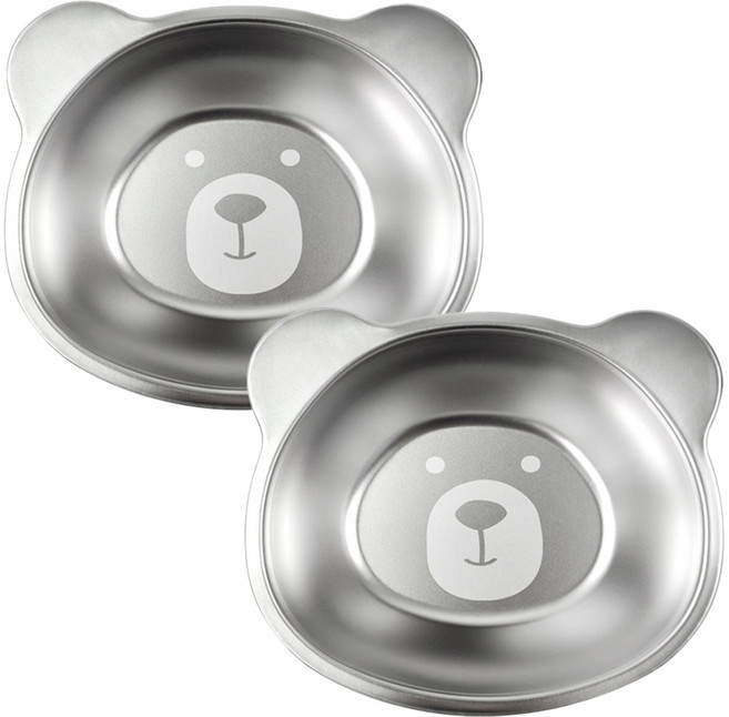 키친유 베어 스텐 304 간식볼, 실버, 2개