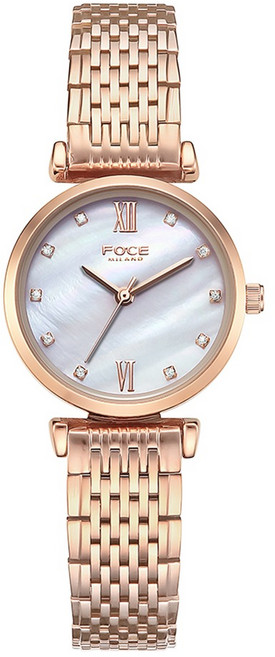 FOCE MILANO 女用珍珠母貝錶盤玫瑰金金屬腕錶 FM7558L-RG