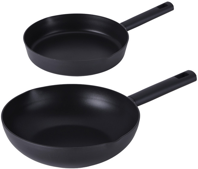 라체나 풀인덕션 IH 후라이팬 궁중팬 세트 2p, 블랙, 후라이팬 24cm + 궁중팬 28cm, 1세트