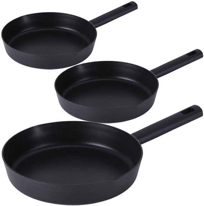 라체나 풀인덕션 IH 후라이팬 세트 3p, 블랙, 후라이팬 20cm + 24cm + 28cm, 1세트